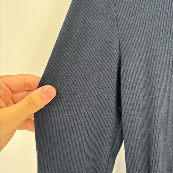 Three Dots Blue Cowl Neck Long Sleeve Stretch Ribbed Blouse Top Size Xs X-small - Picture 6 of 15